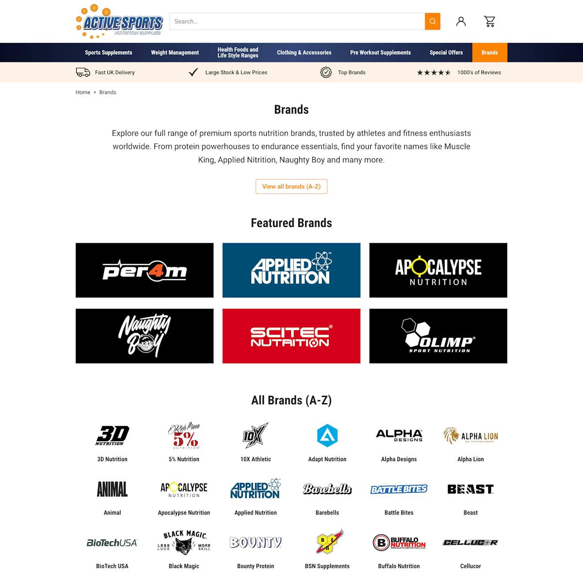 Active Sports Nutrition Brands Page