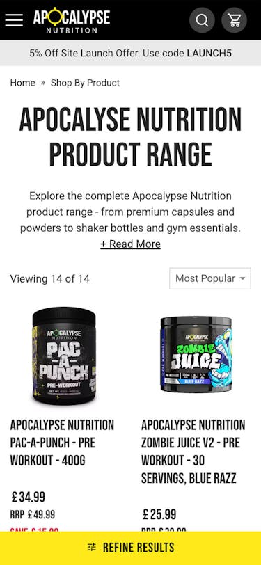 Apocalypse Nutrition Listing Page