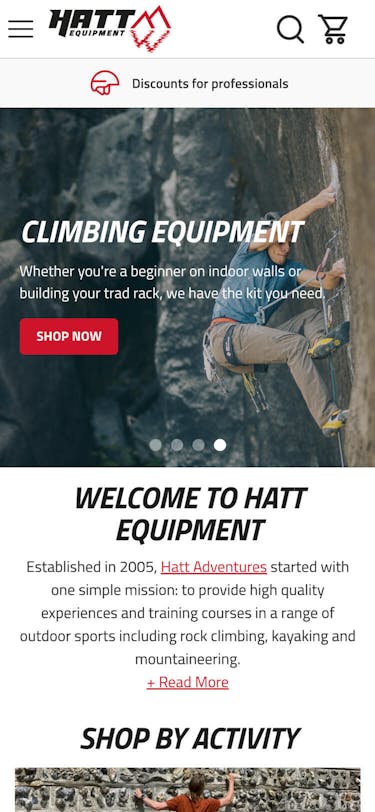 Hatt Equipment Home Page On Mobile