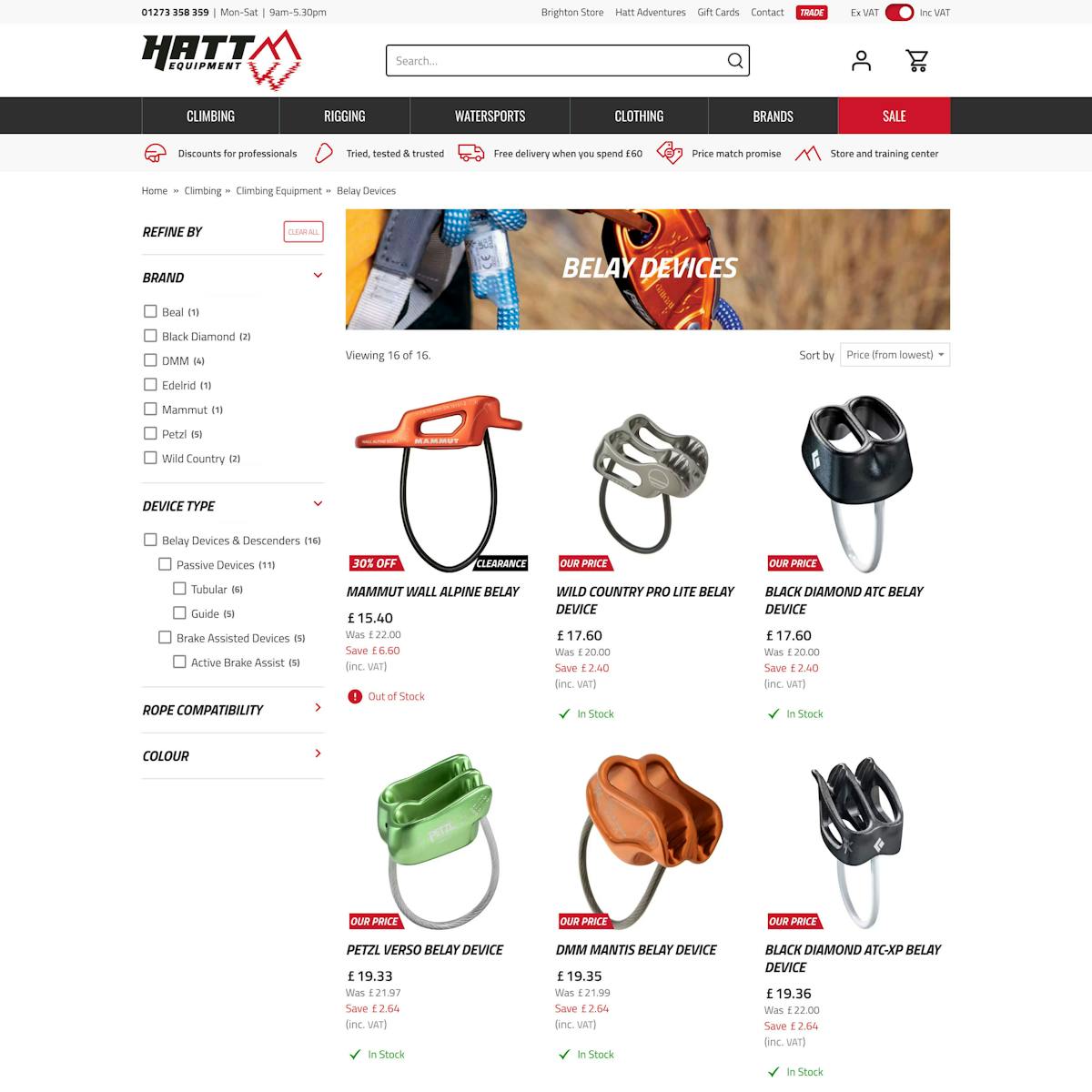 Hatt Equipment Product Listing Page