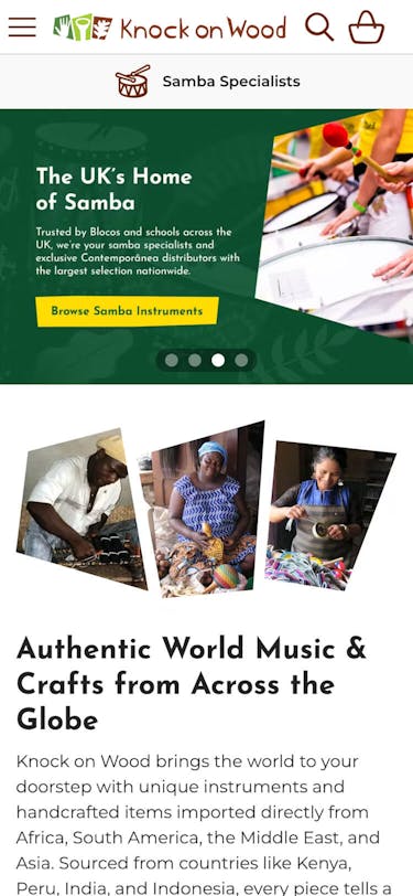 Knock on Wood Home Page On Mobile