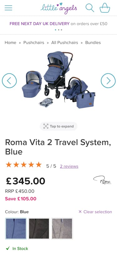 Litte Angels Prams Product page