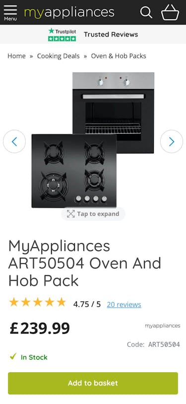 MyAppliances Product page