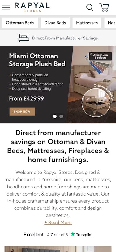 Rapyal Stores Home Page On Mobile