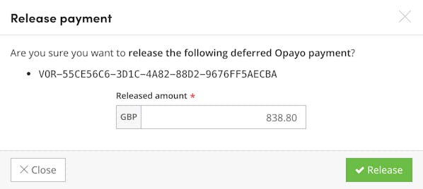 Opayo Release Payment