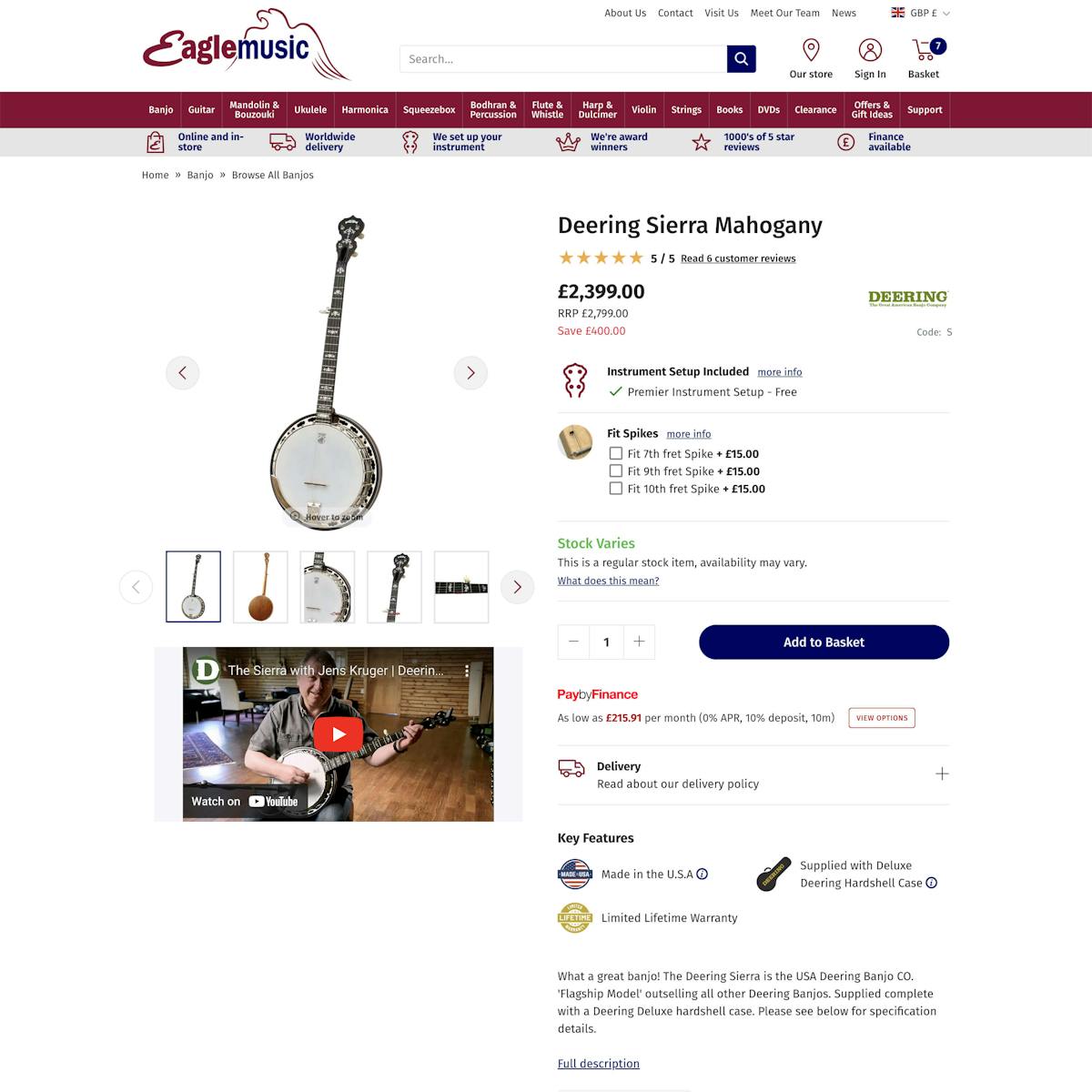 Eagle Music Shop Product Page