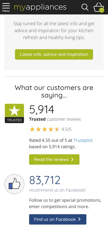 MyAppliances Trustpilot Social Proof