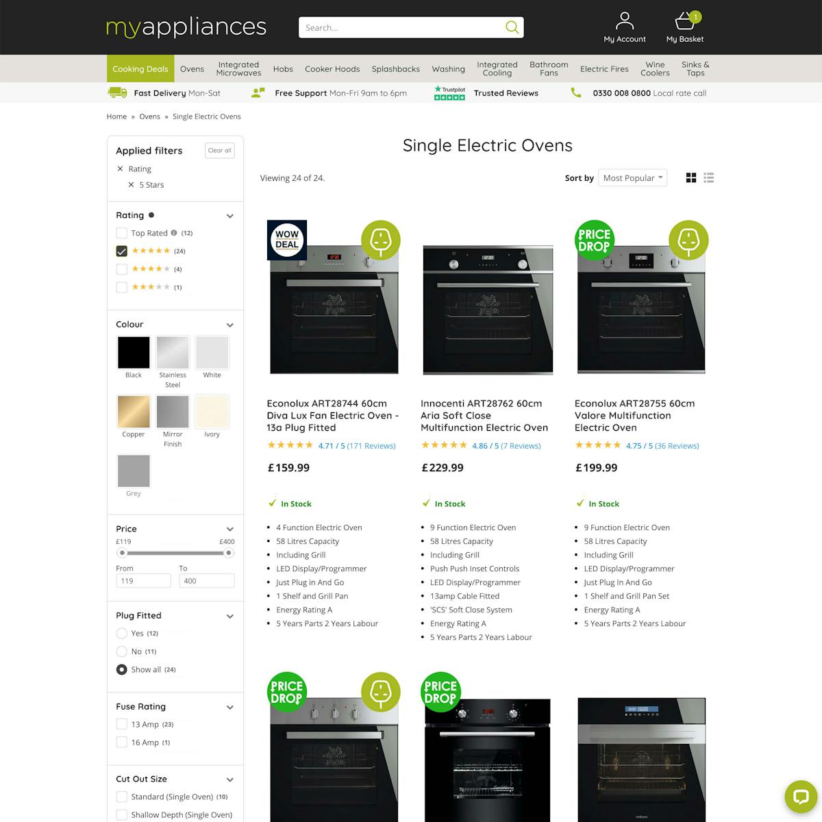 MyAppliances Trustpilot Filter By Rating